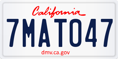 CA license plate 7MAT047