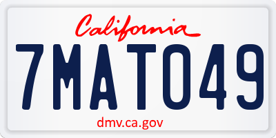 CA license plate 7MAT049