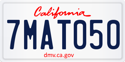 CA license plate 7MAT050