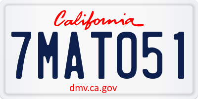 CA license plate 7MAT051