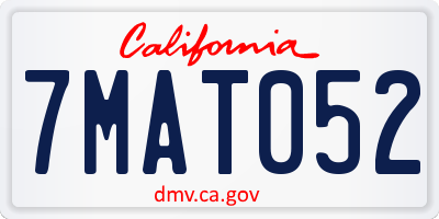 CA license plate 7MAT052