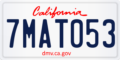 CA license plate 7MAT053