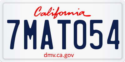 CA license plate 7MAT054
