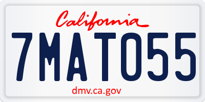 CA license plate 7MAT055