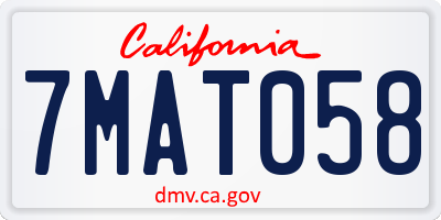 CA license plate 7MAT058