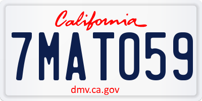 CA license plate 7MAT059