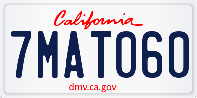 CA license plate 7MAT060
