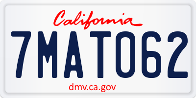 CA license plate 7MAT062