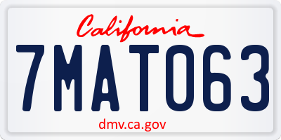 CA license plate 7MAT063
