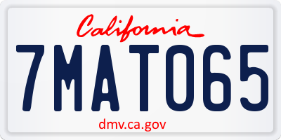 CA license plate 7MAT065