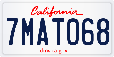 CA license plate 7MAT068