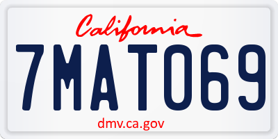 CA license plate 7MAT069