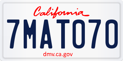 CA license plate 7MAT070