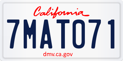 CA license plate 7MAT071