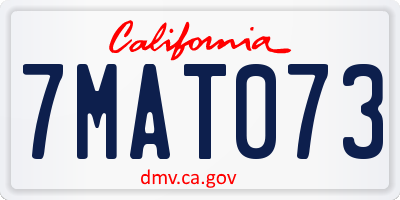 CA license plate 7MAT073