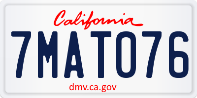 CA license plate 7MAT076