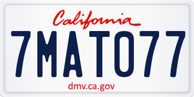 CA license plate 7MAT077