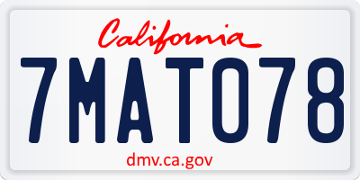 CA license plate 7MAT078