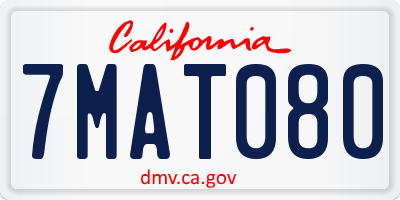 CA license plate 7MAT080