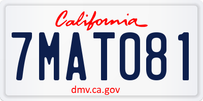 CA license plate 7MAT081