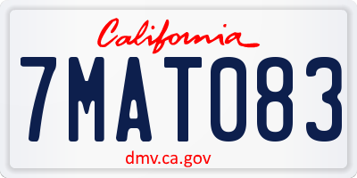 CA license plate 7MAT083