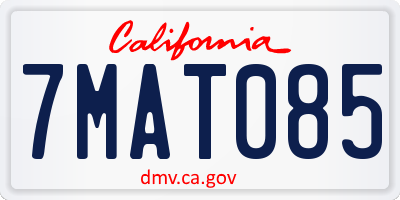 CA license plate 7MAT085