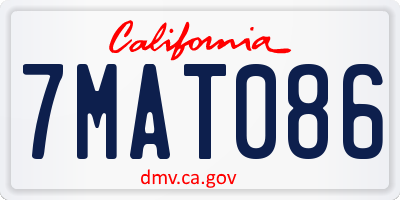 CA license plate 7MAT086
