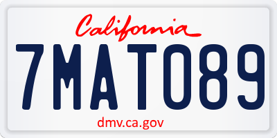 CA license plate 7MAT089