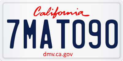 CA license plate 7MAT090