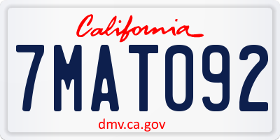 CA license plate 7MAT092