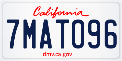 CA license plate 7MAT096