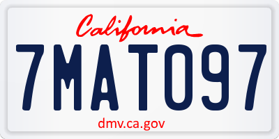 CA license plate 7MAT097