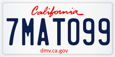 CA license plate 7MAT099