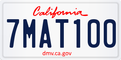 CA license plate 7MAT100