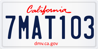 CA license plate 7MAT103