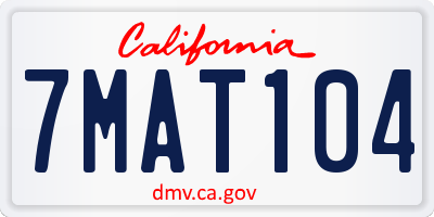 CA license plate 7MAT104