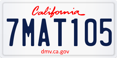 CA license plate 7MAT105