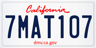 CA license plate 7MAT107