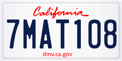 CA license plate 7MAT108