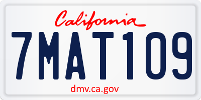CA license plate 7MAT109