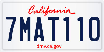 CA license plate 7MAT110