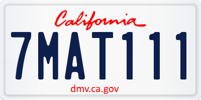 CA license plate 7MAT111