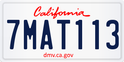 CA license plate 7MAT113