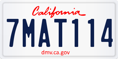 CA license plate 7MAT114