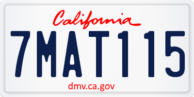 CA license plate 7MAT115