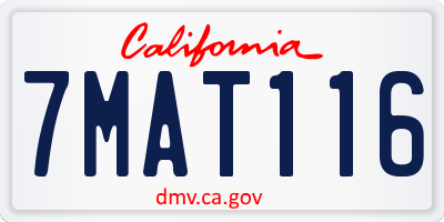 CA license plate 7MAT116