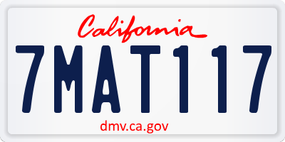 CA license plate 7MAT117