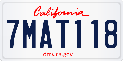 CA license plate 7MAT118