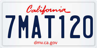 CA license plate 7MAT120