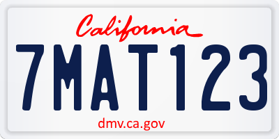 CA license plate 7MAT123